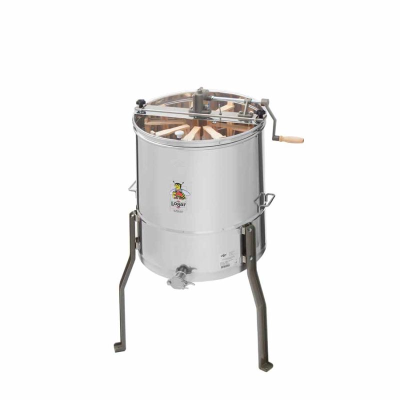 Extracteur radial 9 cadres Logar, cuve Ø 52 cm, entraînement manuel, cadres 18 x 48 cm